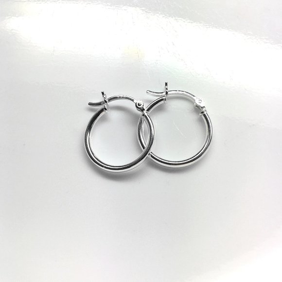 Sterling Silver Hoop Huggies Earrings - Picture 5 of 7